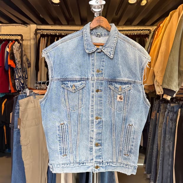 00s 칼하트 커스텀 데님 베스트 made in usa