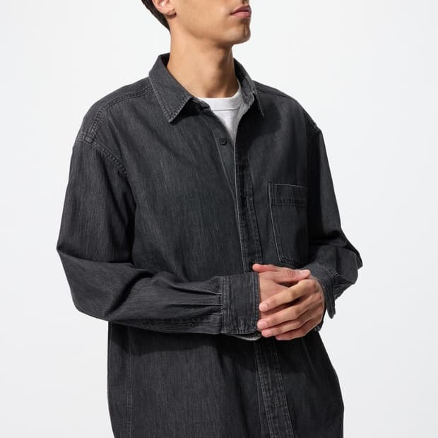 [M] 유니클로 데님 셔츠 블랙