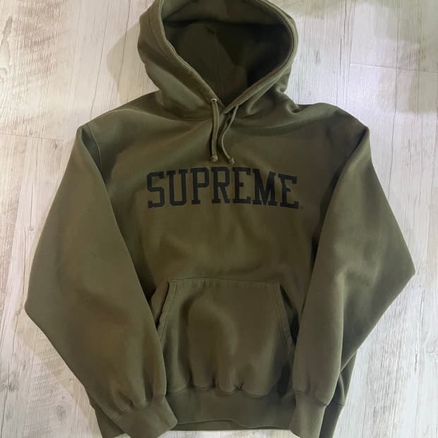 슈프림 23fw 바시티 후드 다크올리브m