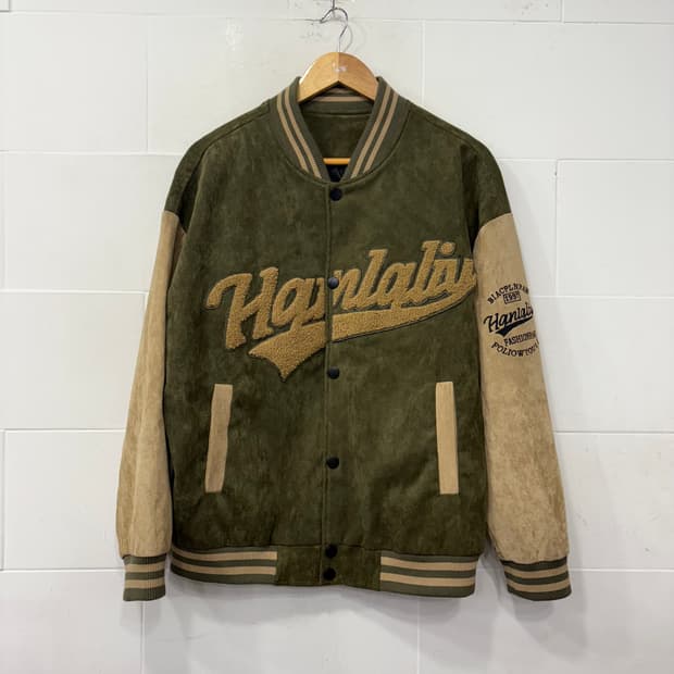 90's 하나릴리 스웨이드 바시티 자켓