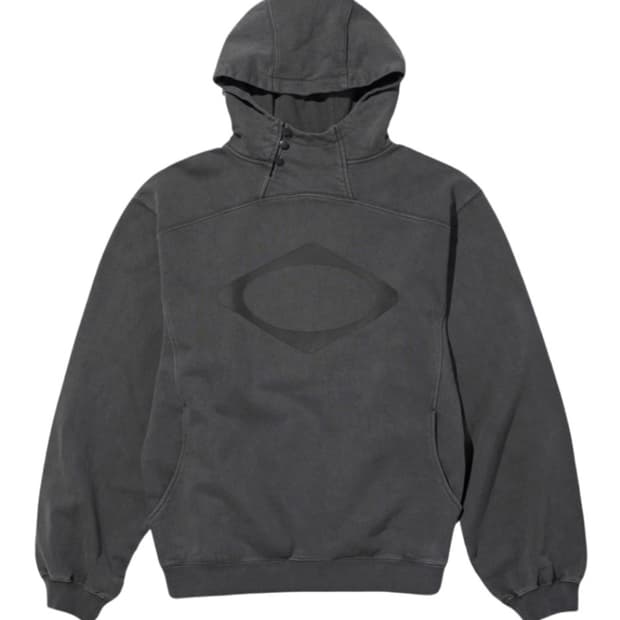 (L) 미스치프 롬버스 사이드 버튼 업 후드 워시드 차콜