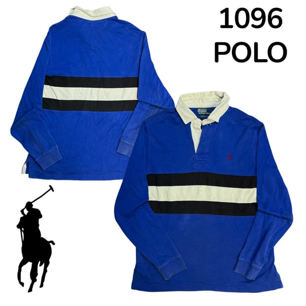 폴로 랄프로렌 레드포니 화이트 카라 럭비티 L