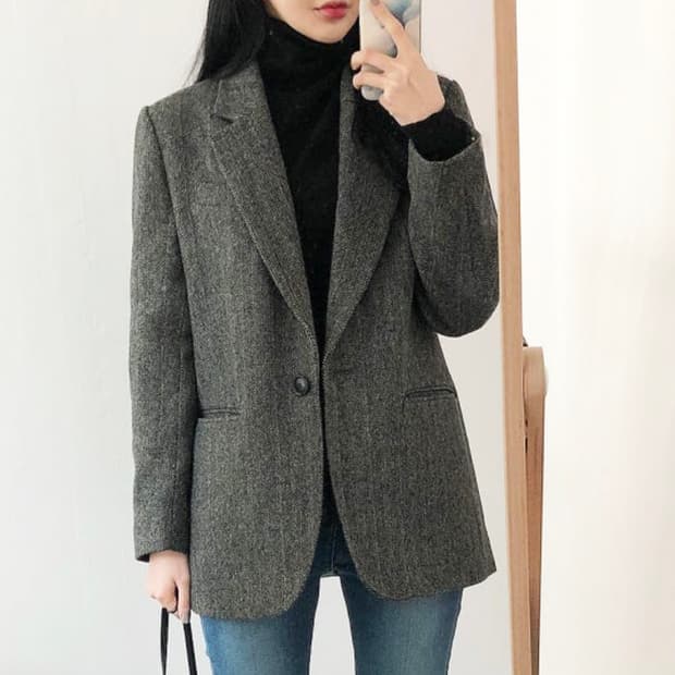 모아니(MOANI) 헤링본 울자켓 프리사이즈 새상품