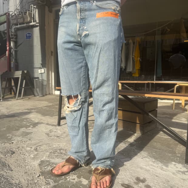 더블알엘 디스트로이트 데님팬츠