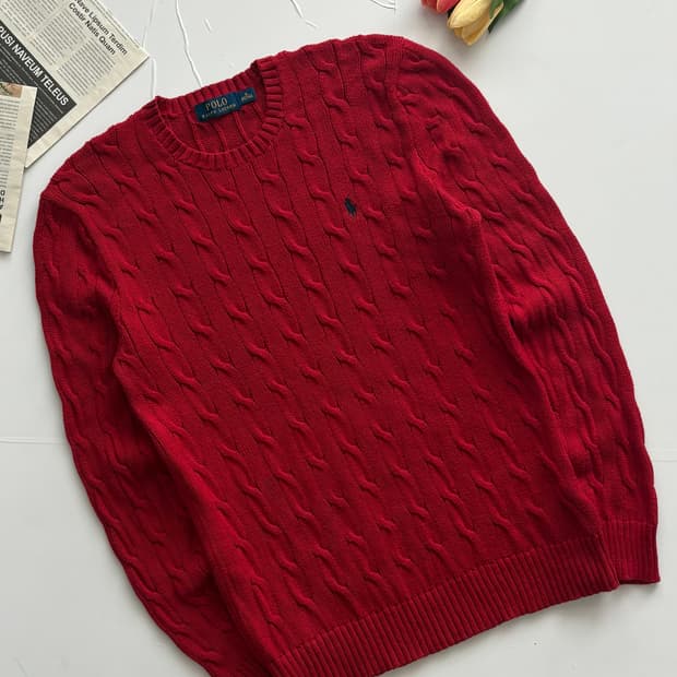 Polo 폴로랄프로렌 케이블 레드 니트