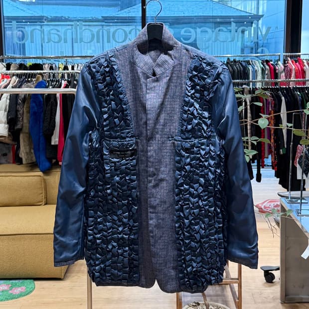 꼼데가르송 옴므 플러스 네이비 리버시블 프릴 블레이저 자켓 