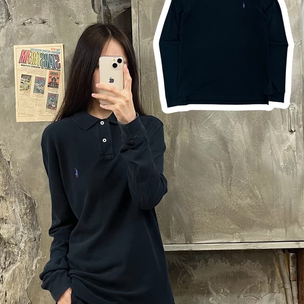폴로 랄프로렌 긴팔 카라티 블랙 M #csz456