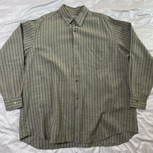 90s 꼼데가르송 옴므 다나카 그린 스트라이프 셔츠