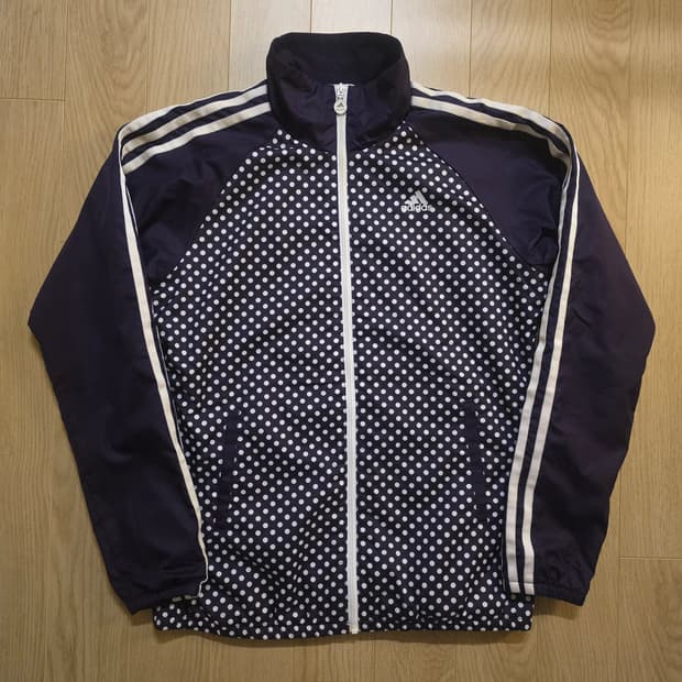 아디다스 도트 땡땡이 퍼플 바람막이 자켓 S