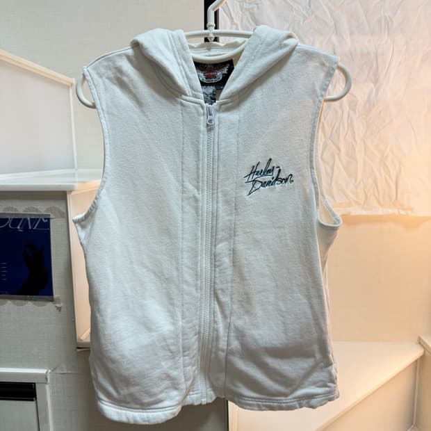 할리데이비슨 화이트 후드조끼