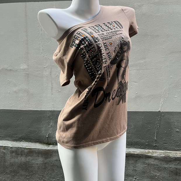 Y2K Glam Studded Print T-shirts