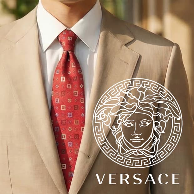 베르사체 실크 자카드 스퀘어 패턴 넥타이 9.2cm A+등급 K2264
