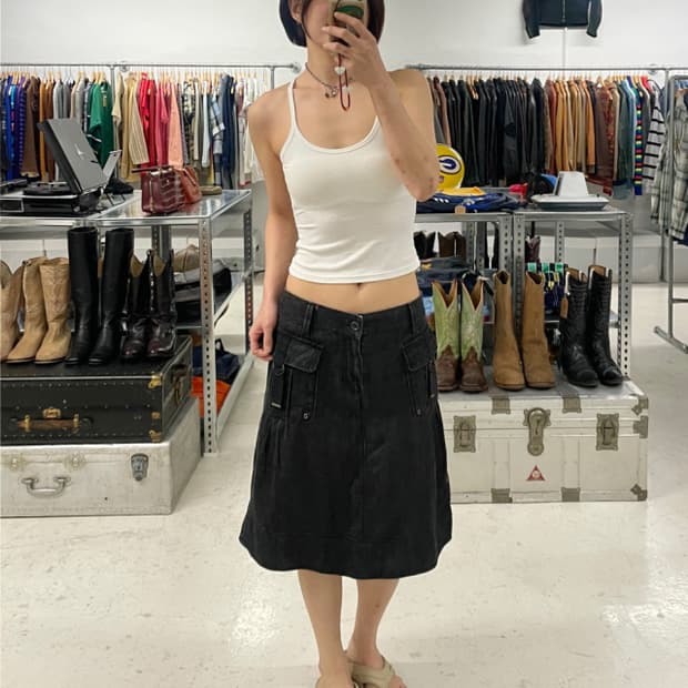 BURBERRY denim cargo skirt 버버리 카고 데님 스커트