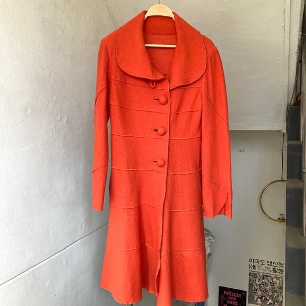 울 100% 언발란스 오렌지 패치 자켓