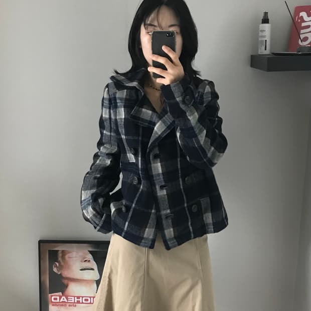 아베크롬비 타단체크 카라 숏코트 안감 누빔