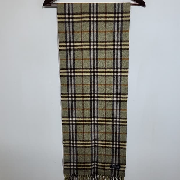 (정품) 버버리 캐시미어 머플러 체크 목도리 카키 영국판 