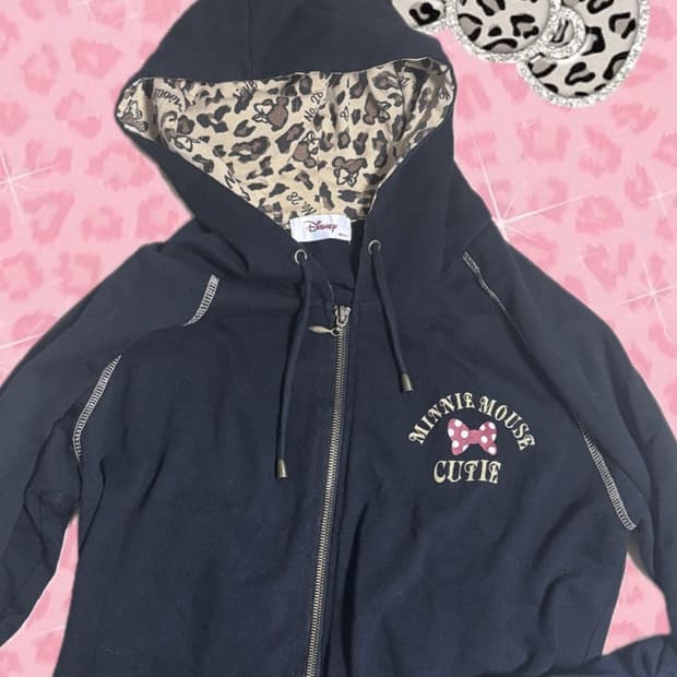 디즈니 미니마우스 호피 갸루 후드집업