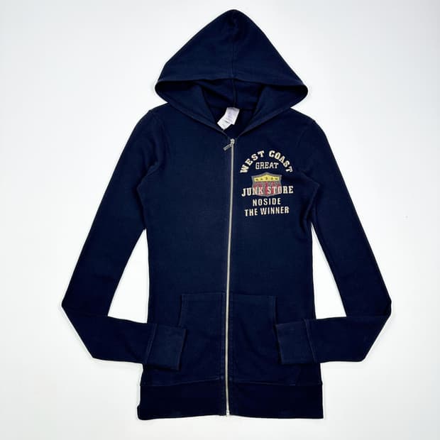 VTG 빈티지 y2k 여성 슬림핏 후드집업 네이비 여성S