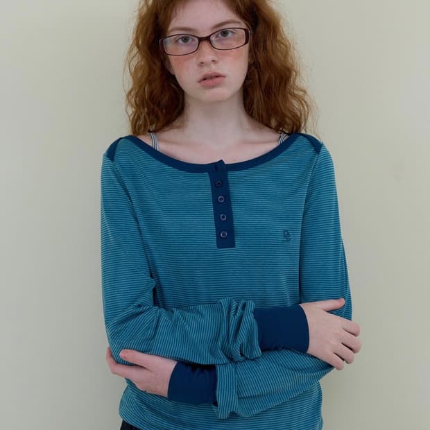 Boatneck Stripe T _blue