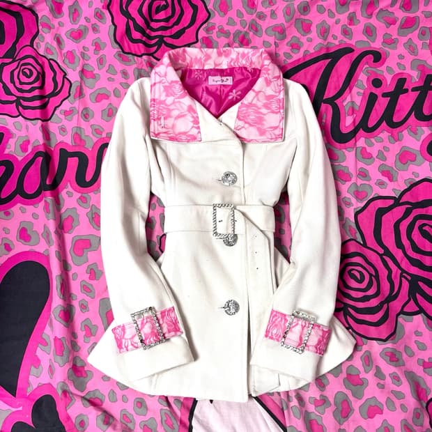 MA*RS마즈 흰핑 레이스 큐빅스톤 벨티드 코트 히메 오네갸루 대장 핀터