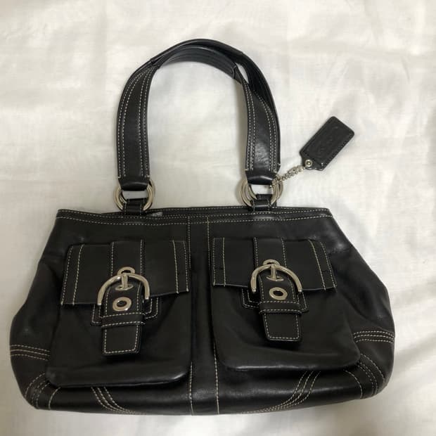 Coach black soho pocket shoulder bag