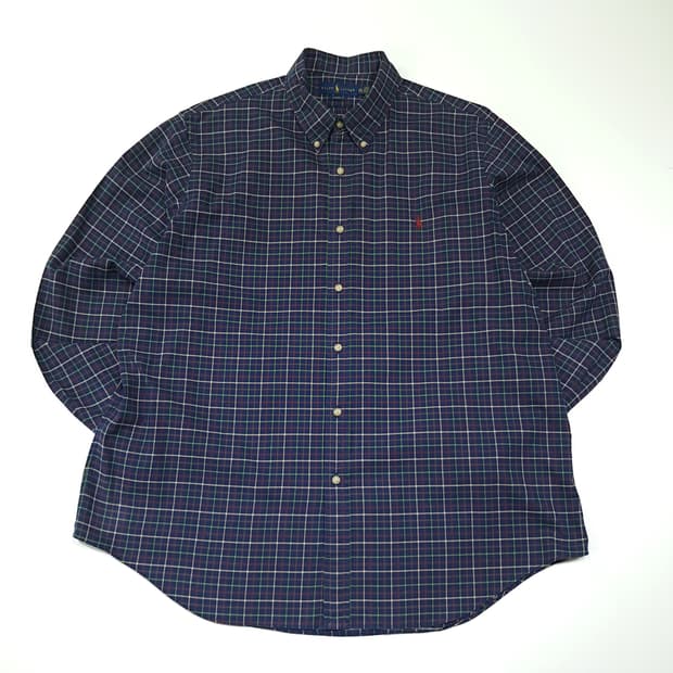 CL727 2XL 폴로 타탄체크 버튼다운 클래식 네이비 셔츠 남방