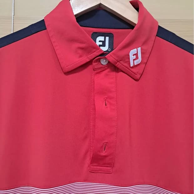 풋조이 남성 골프기능성레드 PK반팔티셔츠