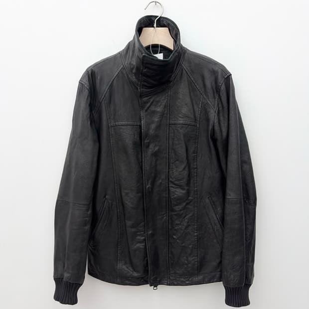 아르마니 익스체인지 하이넥 레더 자켓