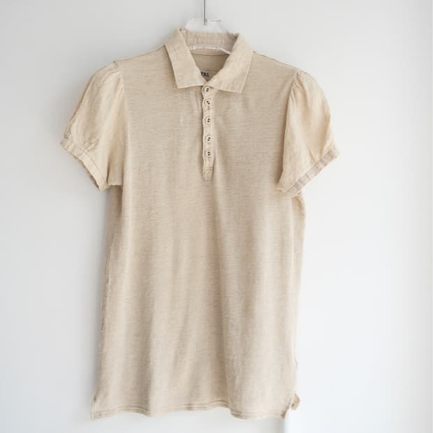 Linen puff sleeve top