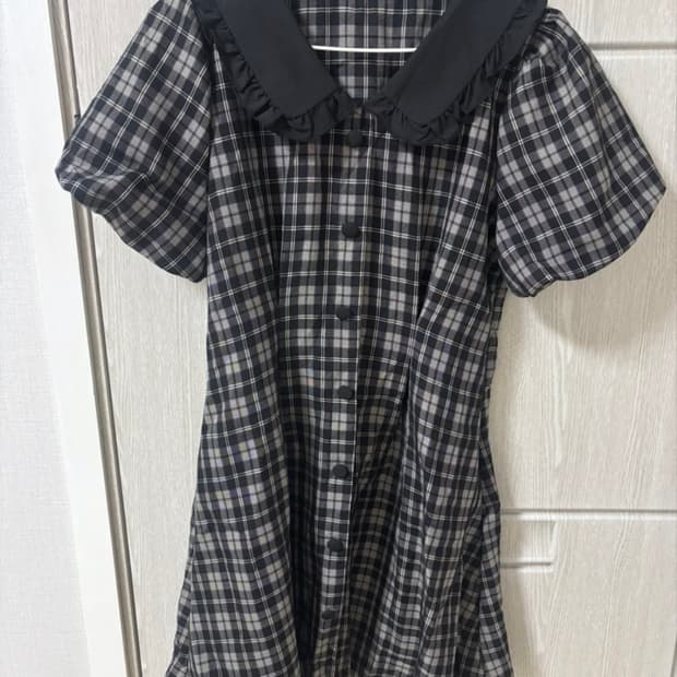 빈티지 체크 카라 원피스