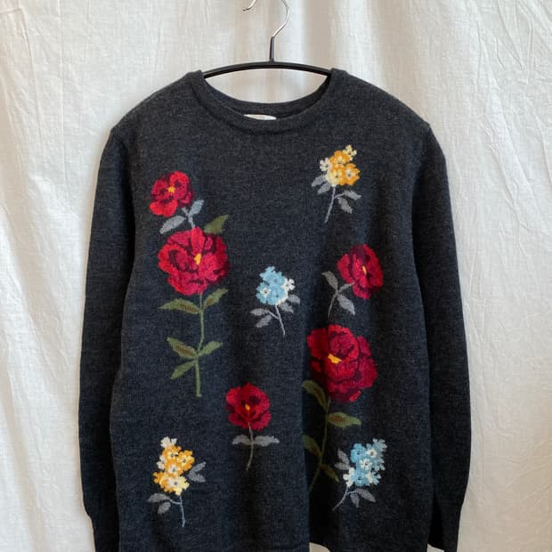 플라워패턴 차콜 울니트(M)