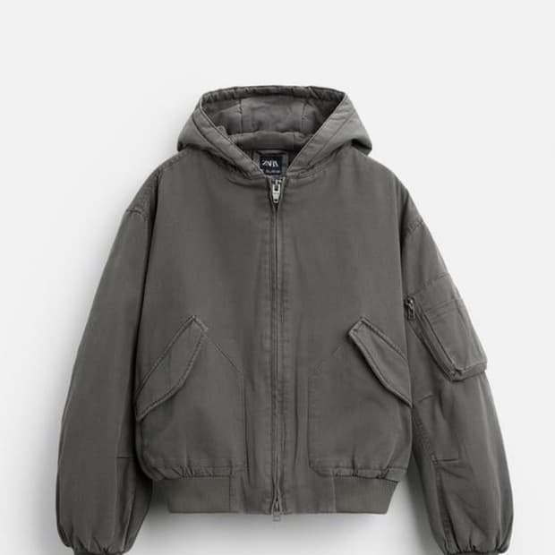 자라 24fw 오버사이즈 핏 워크자켓 다크 그레이 M