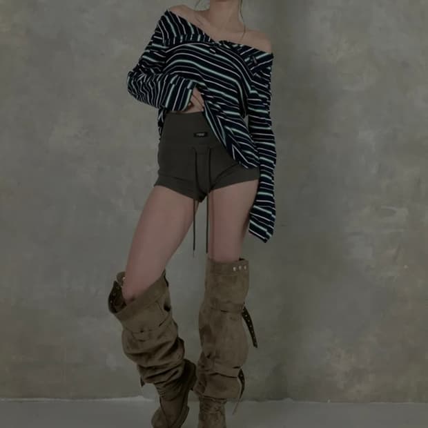 티유알이 하이 핫팬츠 카키