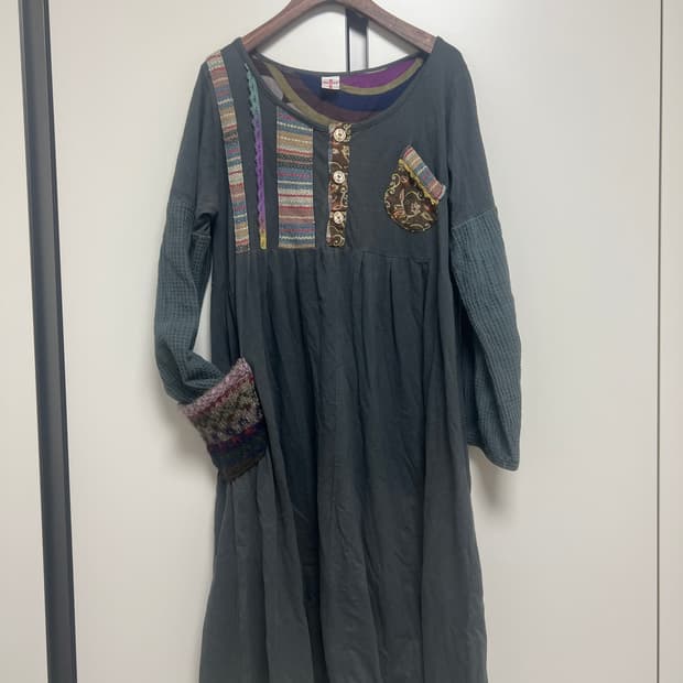 에스닉 패치워크 보헤미안 원피스