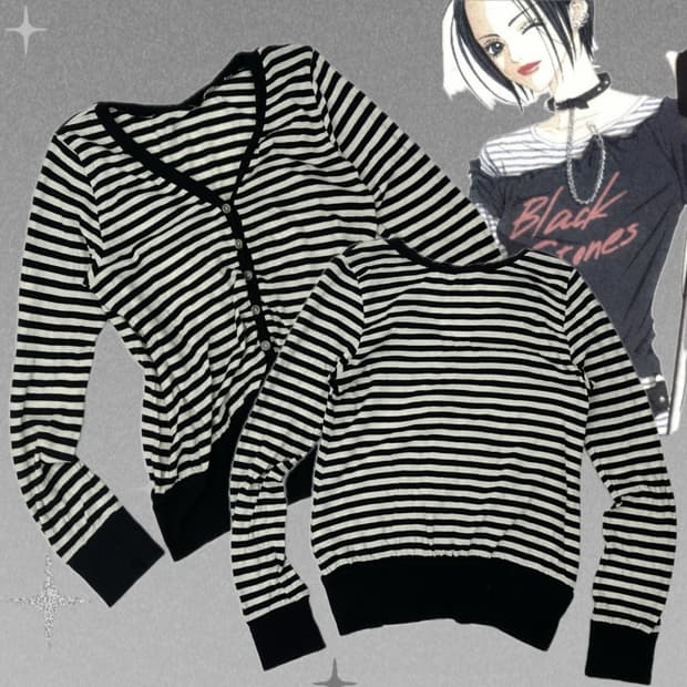 🖤나나깔 단가라 셔링 가디건🖤 루즈핏 펑크 핀터깔 긱 시크