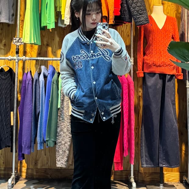 M 러셀 에슬레틱 뉴욕양키스 데님 코튼 바시티 