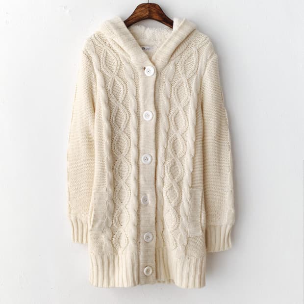 knit hood cardigun