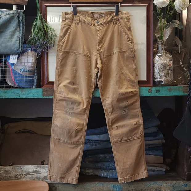 칼하트 워크팬츠 더블니 브라운 유틸리티 팬츠 페인팅 34x32