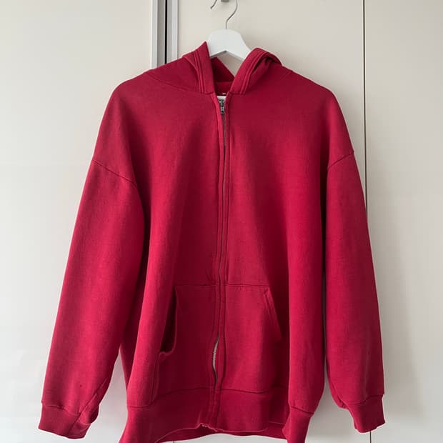 70s 빈티지 레드 후드 집업