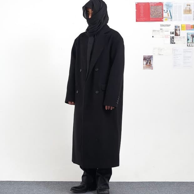 Object Service 더블 브레스티드 울 코트