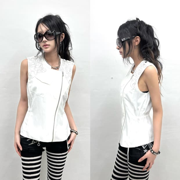 Armani exchange asymmetrical stud vest  