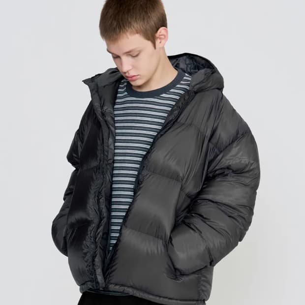 주앙옴므 마이크로 립스탑 덕다운 패딩 차콜 s