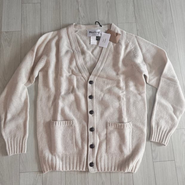 할리오브스코틀랜드  울 가디건 L 아이보리 (새상품) 