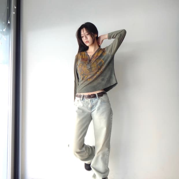 Y2k zip sleeveless tee / khaki