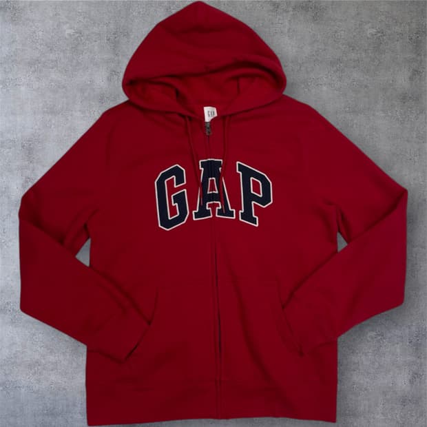 갭 Gap 레드 헤리티지 로고 기모 후드 집업 공용 M