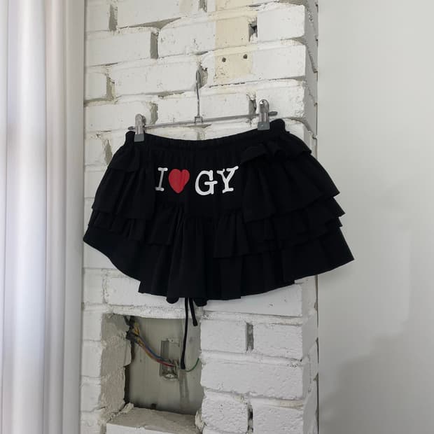 JPN 블랙 캉캉 하트 프릴 스커트