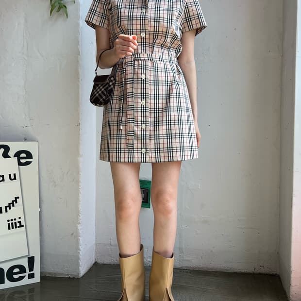 Burberry check belted one-piece