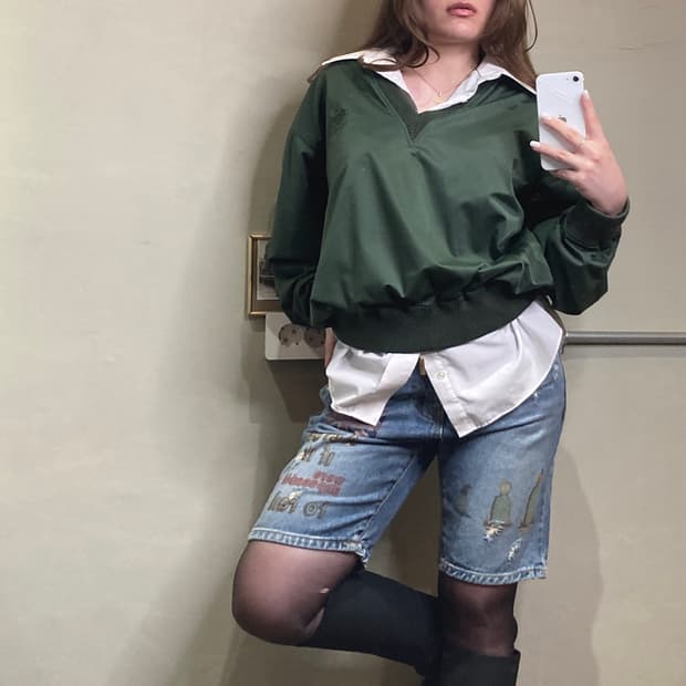 애쉬 딥그린 브이넥 윈드브레이커