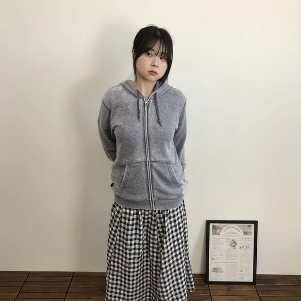 Avirex Washed Zip Hoodie Grey