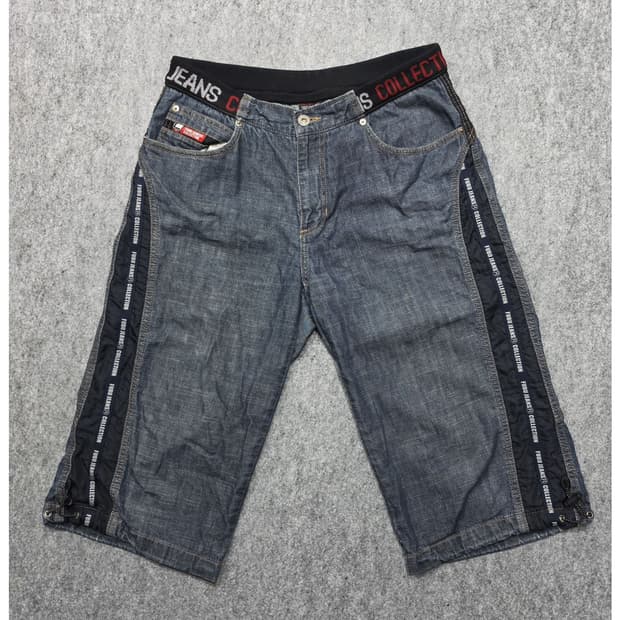 FUBU 후부 올드스쿨 Y2K 버뮤다 스트링 데님 하프팬츠